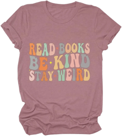FORHVIPS Book Lover Shirt for Women Funny Read Books Graphic Tees Bookish T Shirt Reader Gifts Shirts Tops Large Pink