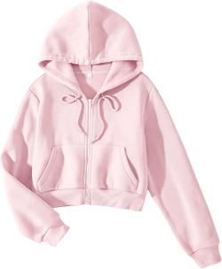 Cioatin Women Fleece Zip Up Crop Hoodies Sweatshirt Y2K Fall Trendy Long Sleeve Athletic Workout Pullover Jacket Sweater Medium Pink