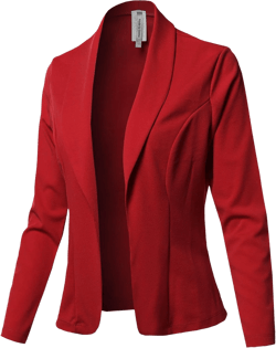Women's Casual Work Solid 3/4 Shirring Sleeve Single Button Stretch Knit Blazer Small Fewcjl0046 Red