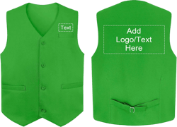 TopTie Custom Waiter Uniform Unisex Button Vest Imprint Logo For Supermarket Clerk & Volunteer Green XX-Large