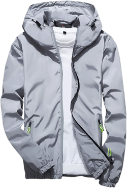 Ymosrh Mens Bomber Jackets Men's Casual Color Plus Size Hoodie Reflective Zipper Outdoor Sport Coat 5X-Large Gray