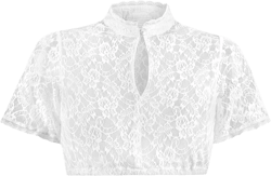 Women's Lace Blouse Classic German Dirndl Blouse Elegant Lace Crop Top Plus Size Oktoberfest Blouse Halloween Costumes #V - White X-Large