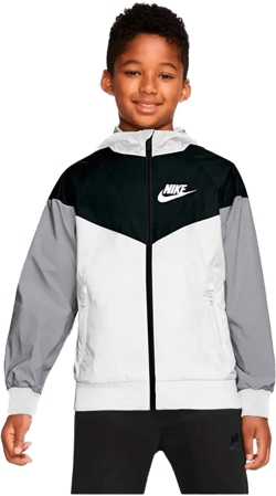 Nike Boy's Sportswear Windrunner Jacket (Little Kids/Big Kids) Small Black/White/Grey