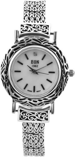 Shop LC 925 Sterling Silver EON 1962 Movement Swirl Watch Multi Row Bracelet for Women Water 3ATM Size 8" Engagement Anniversary Wedding Promise Birthday Gifts