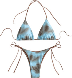 GORGLITTER Women's Thong Swimsuit Tie Dye Knot Triangle Bikini Top and String Bottom Set