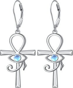 925 Sterling Silver Infinity Love of God Religious Jewelry Leverback Dangle Cross Earrings Birthday for Women Baptism First Communication Eye