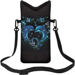 Jeiento Waterproof Crossbody Bag - Lightweight & Protective Phone Sleeve for Women - Cute Carrying Case Blue Dolphins Floral Flowers
