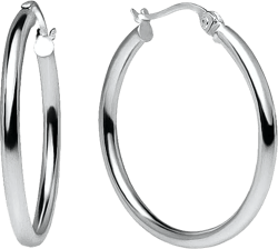 925 Sterling Silver Hoop Earrings for Women, Round-tube Design, Shiny Polish Finish with Click-Top Closure, Tarnish and Nickel Free, Various Sizes 25mm - 1"