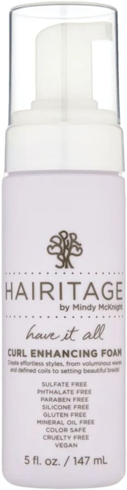 Hairitage Have It All Curl Enhancing Foam Mousse with Quinoa + Rice Protein for Frizz Control + Moisture - Lightweight Formula - Leaves Hair Full + Bouncy - Set Hairstyles + Curls, 5 oz