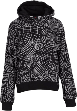 Brooklyn Women's Fleece Allover Print Sweatshirt Hoodie Size Small to Large Color Black and White