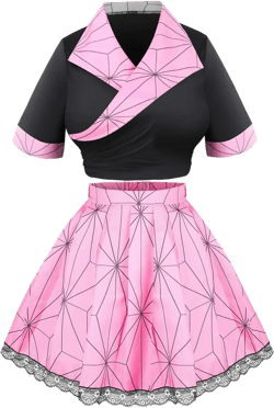 BIUTEY Kamado Tanjirou Cosplay Japanese Anime Sailor Dress Schoolgirl JK Uniform Women Halloween Costumes X-Small Pink Black
