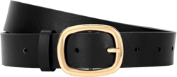 WHIPPY Women Leather Belt Casual Fashion Gold Buckle Leather Waist Belt for Jeans Pants Dresses Chic Ladies Belt 1-black/Gold Buckle S: Fit Waist Size 25"-29"