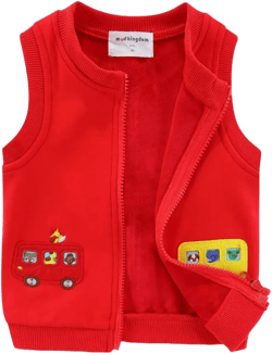 Mud Kingdom Little Boys Fleece Lined Vest Cute Cartoon Patterns Zipper Closure Sleeveless Jacket Thick Warm Outerwear 6 Fleece Red