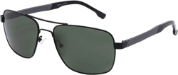 FV Vintage Classic Polarized Sunglasses for Men Women Aviator Navigator Metro around Square Rectangular Designer Style Ls1003 Black Frame (Matte Finish) / Polarized Green Gradient Lens