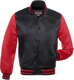 Stewart & Strauss Original Satin Bomber Jacket Since 1977 (19 Team Colors) Satin XXS to 6XL,Original Black & Scarlet Red S-style Small