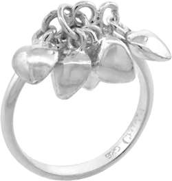 Sterling Silver Heart Cluster Charm Ring Toe Ring for Women 2 mm Wide Sizes 2.5-6.5