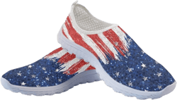 Jeiento Flag Sneakers for Women Patriotic Running Shoes Sport Walking Tennis Sneakers Athletic Shoes 6 American Flag Silver Stars