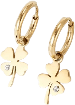Cute Clover Earrings for Women Gold Silver Small Hoops Earrings 2022 Stainless Steel Korean Fashion Jewelry