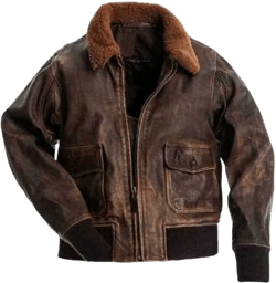 US Navy G-1 Aviator Flight Bomber Brown Fur Collar Distressed Brown Leather Jacket