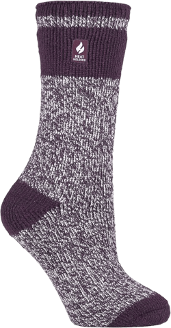 HEAT HOLDERS Womens Fleece Insulated Thermal Socks | Fuzzy Boot Socks for Winter 5-9 Plum (Sydney)