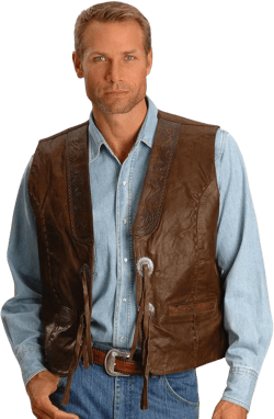 Men's Tooled Vest - Carved Vest Acorn Large Acorn