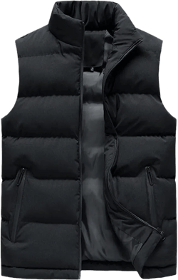 Men Spring and Fall Jacket Winter Men Vest for Down Cotton Sleeveless Jacket Waistcoat 3X-Large Black
