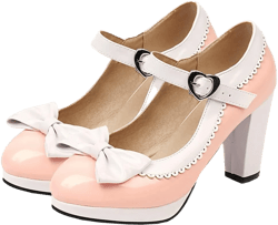 LUXMAX Women Wingtip Mary Jane Platform Shoes Lolita Chunky High Heeled Rockabilly Shoes Bow Block Heel Closed Toe Pumps 9 Pink