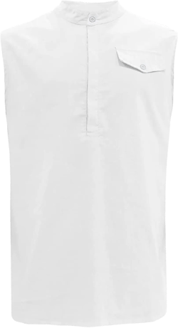 Men's Cotton Linen Henley Tank Top V Neck Sleeveless Button Down Shirts Lightweight Muscle Beach Yoga Tee Tops (White,Medium)