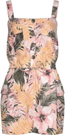 LASCANA Women's Patterned Button Detail Romper Floral Multi Print 12