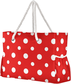 VIKKO Beach Bag Large Travel Tote Bag Zippered Shoulder Bag for Women Girls Polka Dot