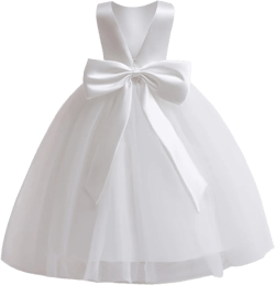 Flower Girls Formal Satin Tulle Dress Princess Bridesmaid Pageant Dresses for Wedding Kids Prom Ball Gowns Dress