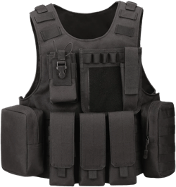 UNISTRENGH Tactical MOLLE Vest Military Airsoft Vest Adjustable Combat Training Vest for Hunting,Fishing,Army Fans,CS Game One Size Black