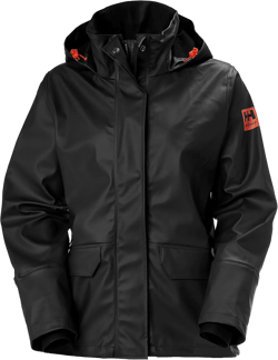 Helly-Hansen Women’s Luna/Gale Waterproof Rain Jacket with Adjustable Packable Hood in Collar, Pockets, and Neoprene Cuffs Medium 990 Black