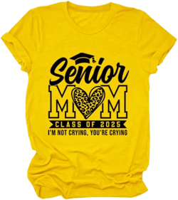 Women Short Sleeve Shirt Crewneck Funny T-Shirt Senior Mom Class of 2025 Graphic Print Graduation Tees Tops at Amazon Women’s Clothing store