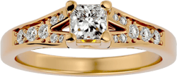 Certified 18K Gold Ring in Princess Cut Moissanite Diamond (0.4 ct) Round Cut Natural Diamond (0.17 ct) With White/Yellow/Rose Gold Engagement Ring For Women Yellow Gold 4.5