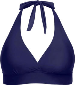 Yonique Women's Plus Size Bikini Tops Only Halter Swimsuit Top Large Bust Swim Top V Neck Bathing Suit Tops 16 Plus Navy Blue