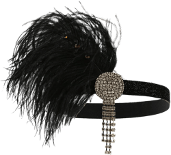 STIOEDYUAN 1920s Flapper Headband Hair Accessories for Women Roaring 20s Feather Headpiece Vintage Gatsby Party Rhinestone
