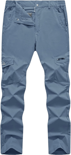 TBMPOY Men's Hiking Pants Lightweight 6 Cargo Pockets Quick Dry Water Resistant Outdoor Travel Work Fishing 2-stone Blue 40