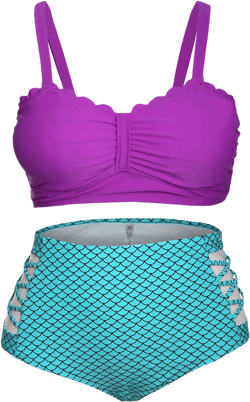 Scalloped Detail High Waist Swimsuit