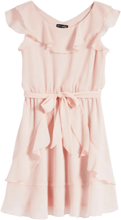 Tween Ruffle Chiffon Faux Wrap Party Dress