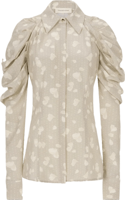 Raglan Sleeve Rose Print Shirt | Beige