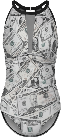 Fattyeery Women's One-Piece Swimsuits American Flag Tummy Control V Neck Bathing Suit 1 Piece Swimsuit