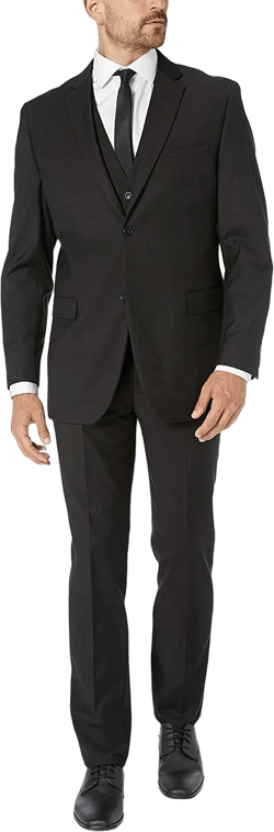 Adam Baker Men's Slim Fit 3-Piece (Jacket, Vets, Trousers) Vested Suit Set - Many Sizes & Colors Available 40 Black