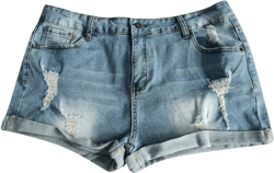Goth Pants for Women Women's Denim Shorts High Waisted Frayed Raw Hem Distressed Casual Destroyed Denim Shorts with Pockets(E- Sky Blue,Medium) at Amazon Women’s Clothing store