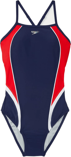 Speedo Women's Swimsuit One Piece Quantum Splice Thin Strap High Cut Solid Fusion Red/White/Blue 6
