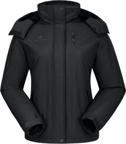 CAMELSPORTS Women's Waterproof Snow Ski Jakcet Fleece Warm Winter Coat Hooded Windproof Insulated Snowboarding Jacket 3X-Large A-black