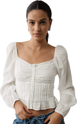 AE Long-Sleeve Cinched Blouse