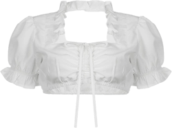Ladies Dirndl Blouse,Bavarian Oktoberfest Blouse Shirt Lace Tops Oktoberfest Elegant Oktoberfest (Z2-White, L) at Amazon Women’s Clothing store