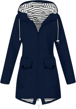 Women's Lightweight Hooded Rain Jacket Waterproof Windbreaker Jacket Plus Size Trench Coat Travel Raincoats Packable X-Large 02-navy