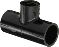 Spears 402-B Series PVC Pipe Fitting, Tee, Schedule 40, Black, 3/4" Socket x 1/2" NPT Female